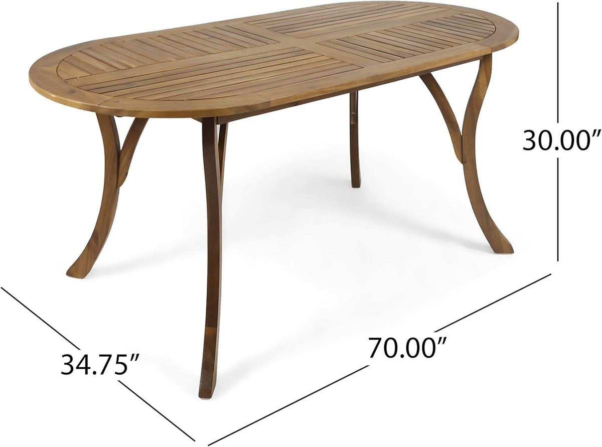 Teak Acacia Wood Oval Dining Table I482397