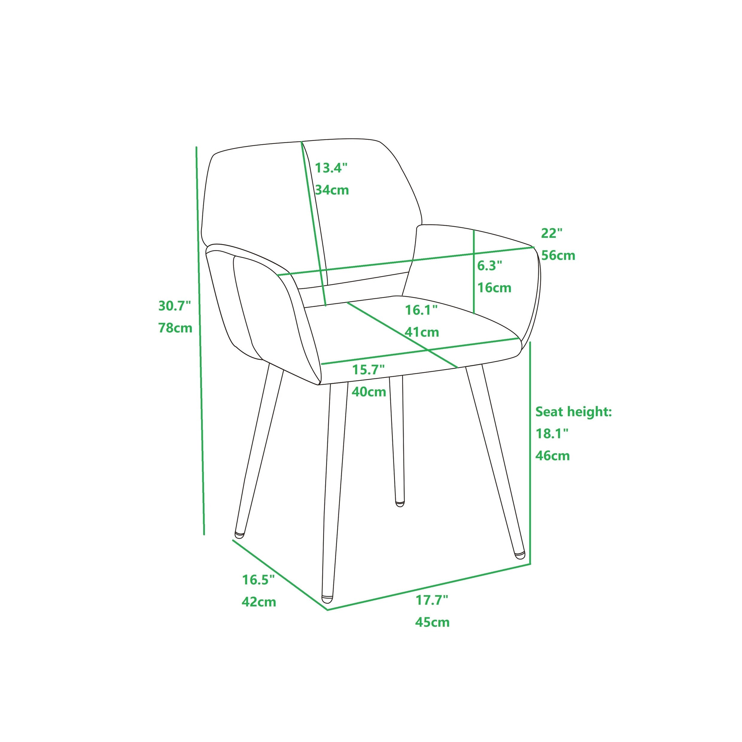 Gray Upholstered Dining Chair with Wood Legs C557