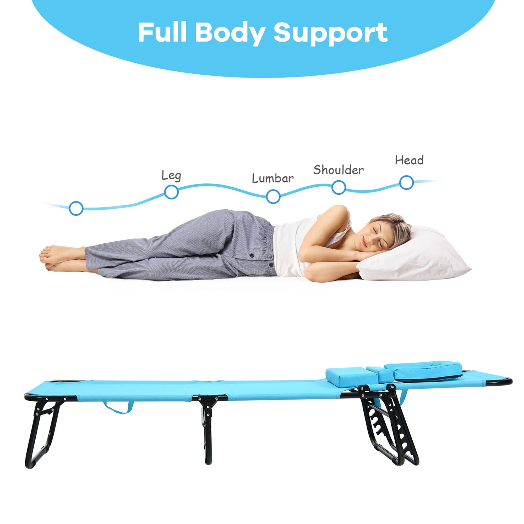 Turquoise Folding Chaise Lounge Chair Bed Q4675