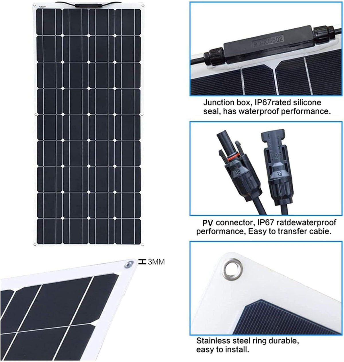 600W 2X 300W PET Flexible Mono Solar Panel with 40A Controller Q9395