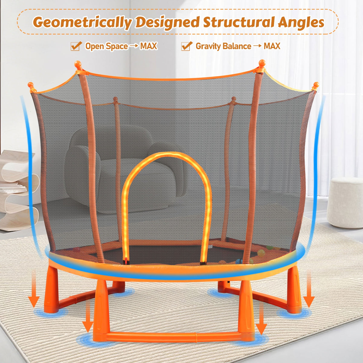 Toddlers Trampoline with Safety Enclosure Net and Ball Pit D757