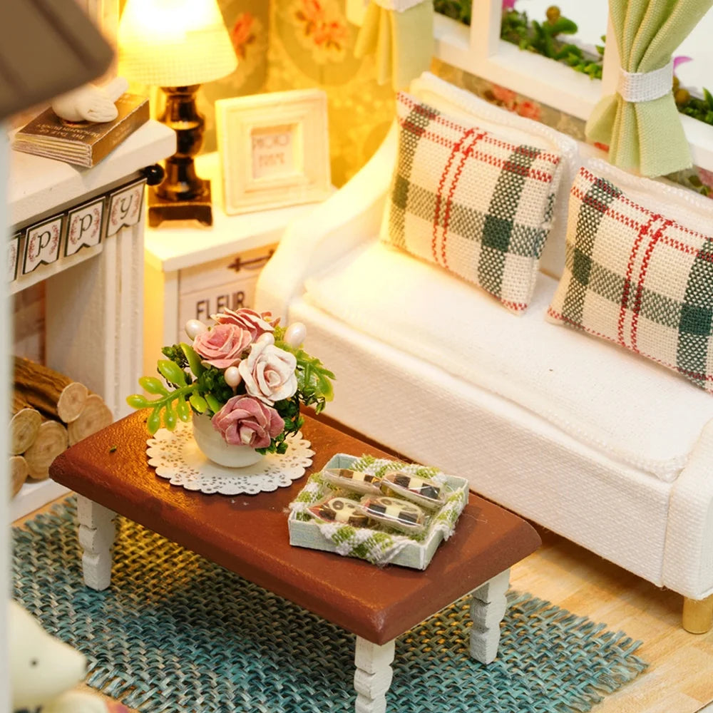 DIY Dollhouse Wooden 3D Room Kit with LED Furniture J23474