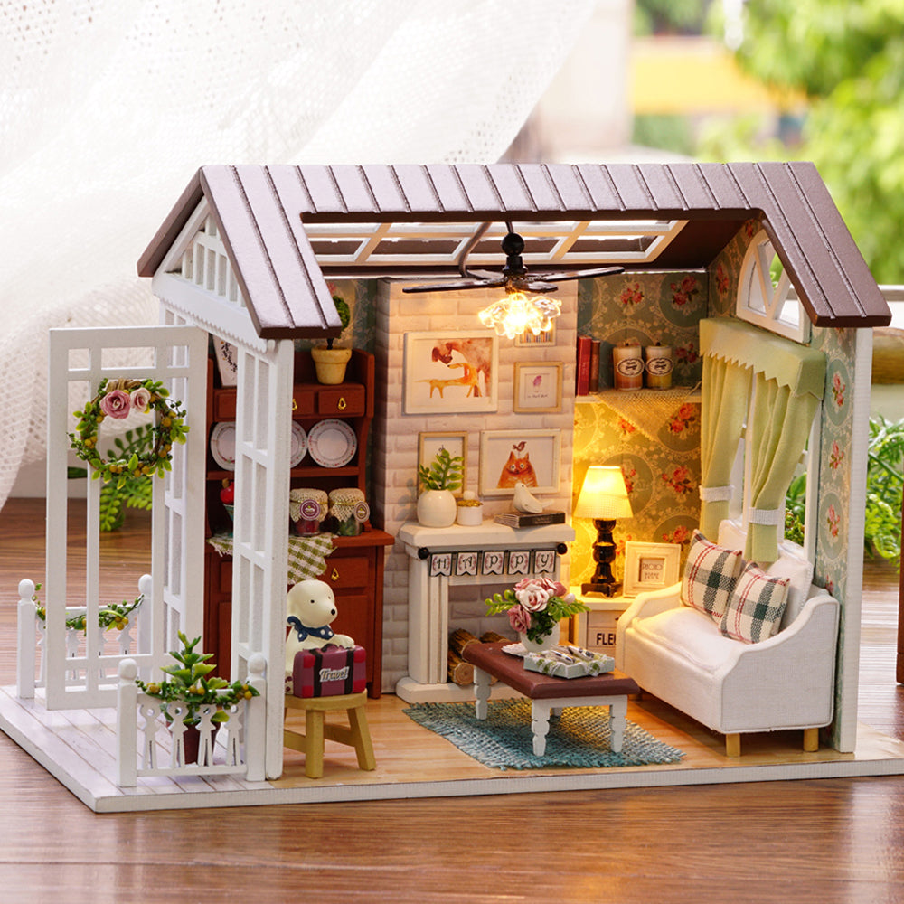 DIY Dollhouse Wooden 3D Room Kit with LED Furniture J23474