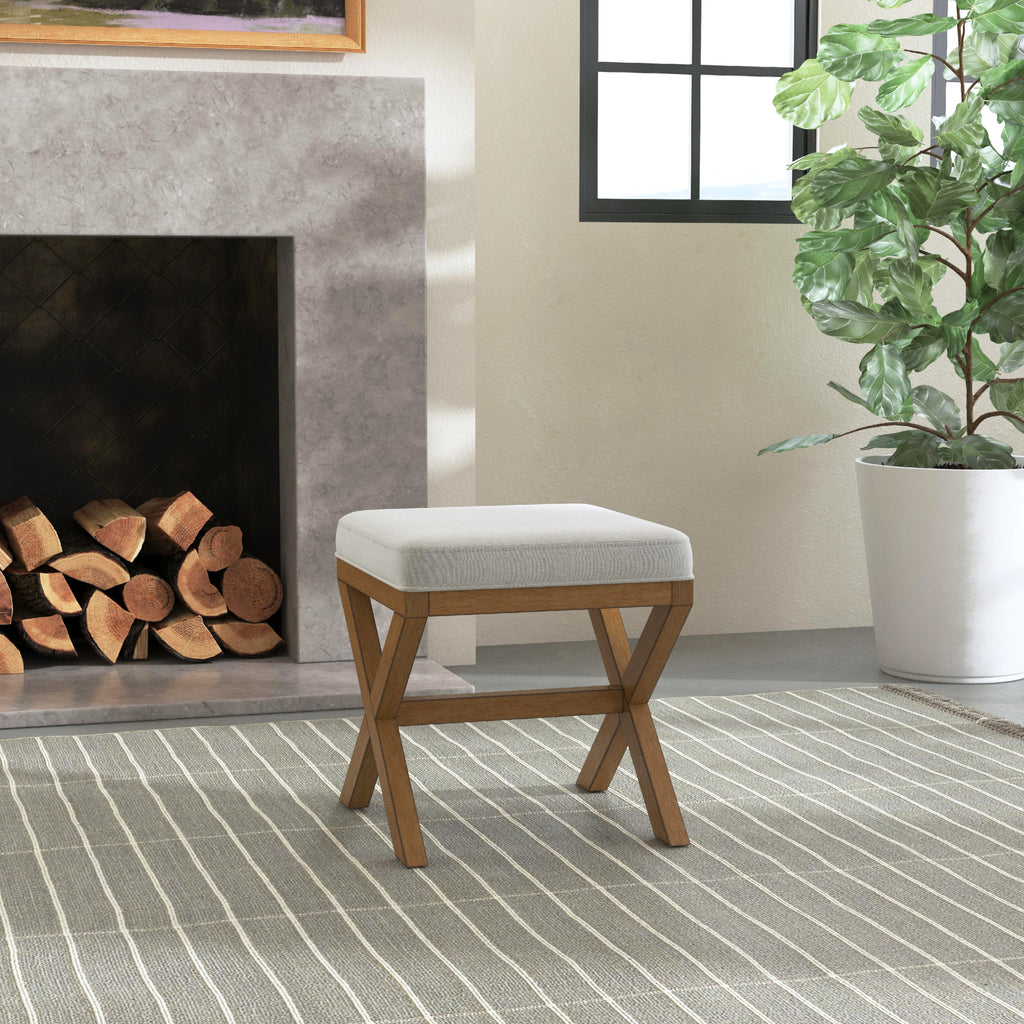 Dark Driftwood Wood Vanity Stool V309