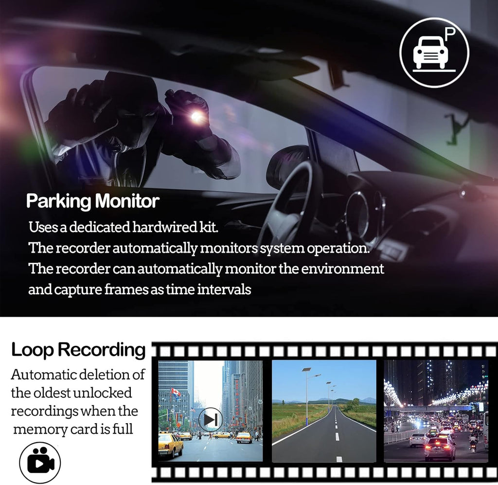 4K Dash Cam with WiFi, 3" IPS Screen, 170° Wide Angle, Parking Monitor Z471989