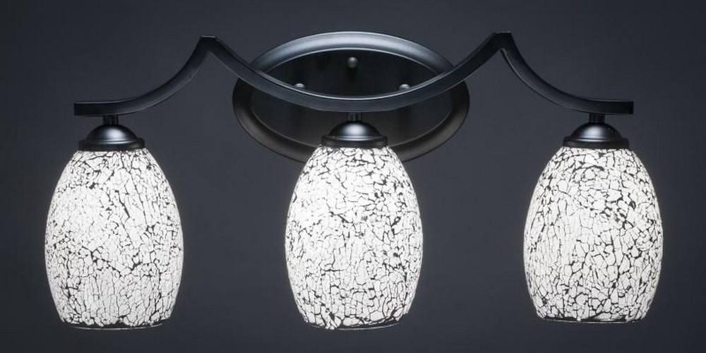 3-Light Bath Bar with Black Glass Shade P3124