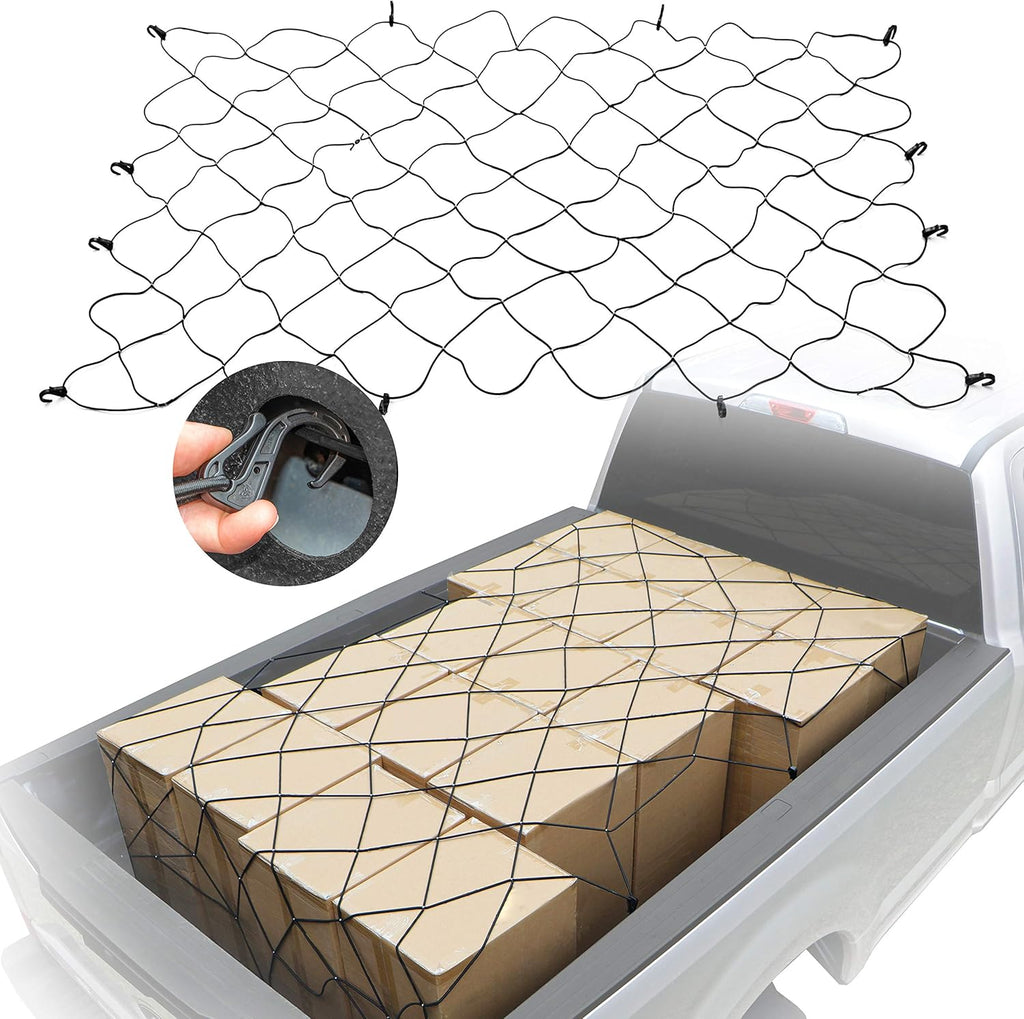 Truck Bed Cargo Net with Built-in Tarp, Weatherproof, 8.8' W x 10' L Pack of 2 B613065