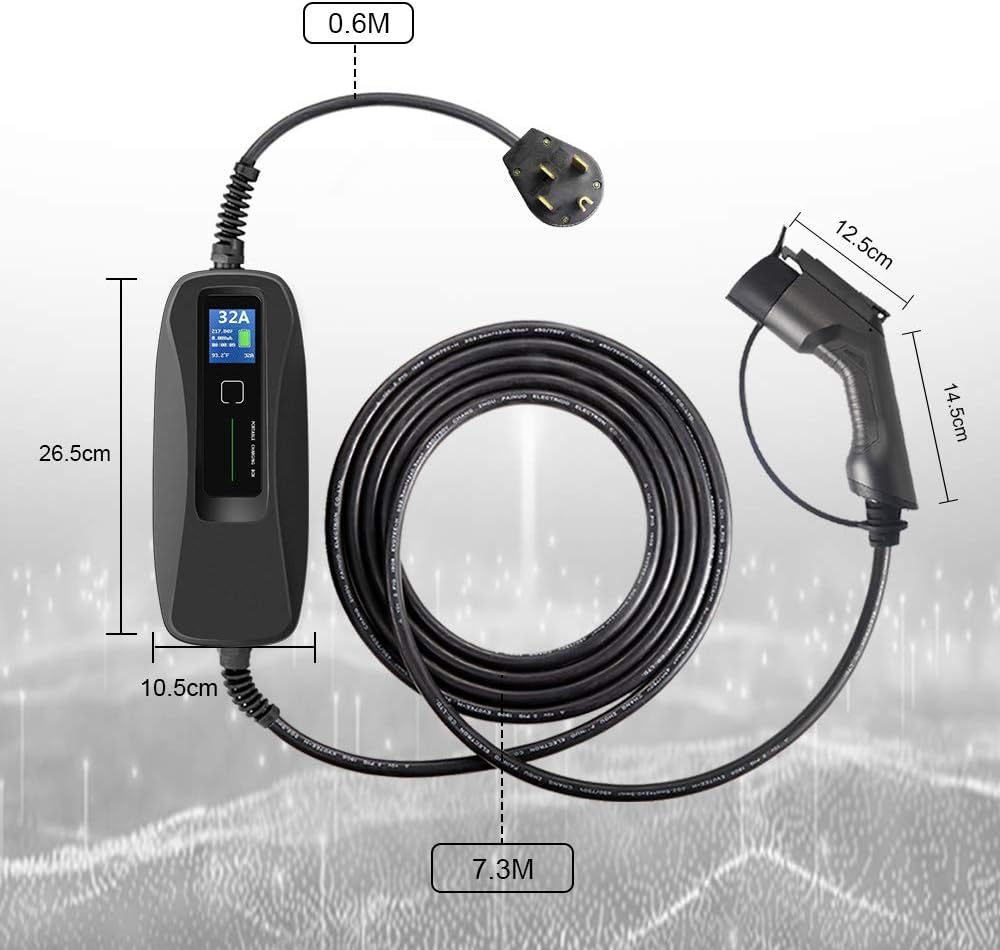 32 Amp Level 2 Portable EV Charger with NEMA14-50 26ft Cable O712493