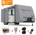 Heavy Duty 6 Layers Travel Trailer RV Cover Anti-UV Camper Cover for 31'7" - 34' Motorhome Breathable Rip-Stop with 2Pcs Extra Straps & Gutter Spout Covers R84082