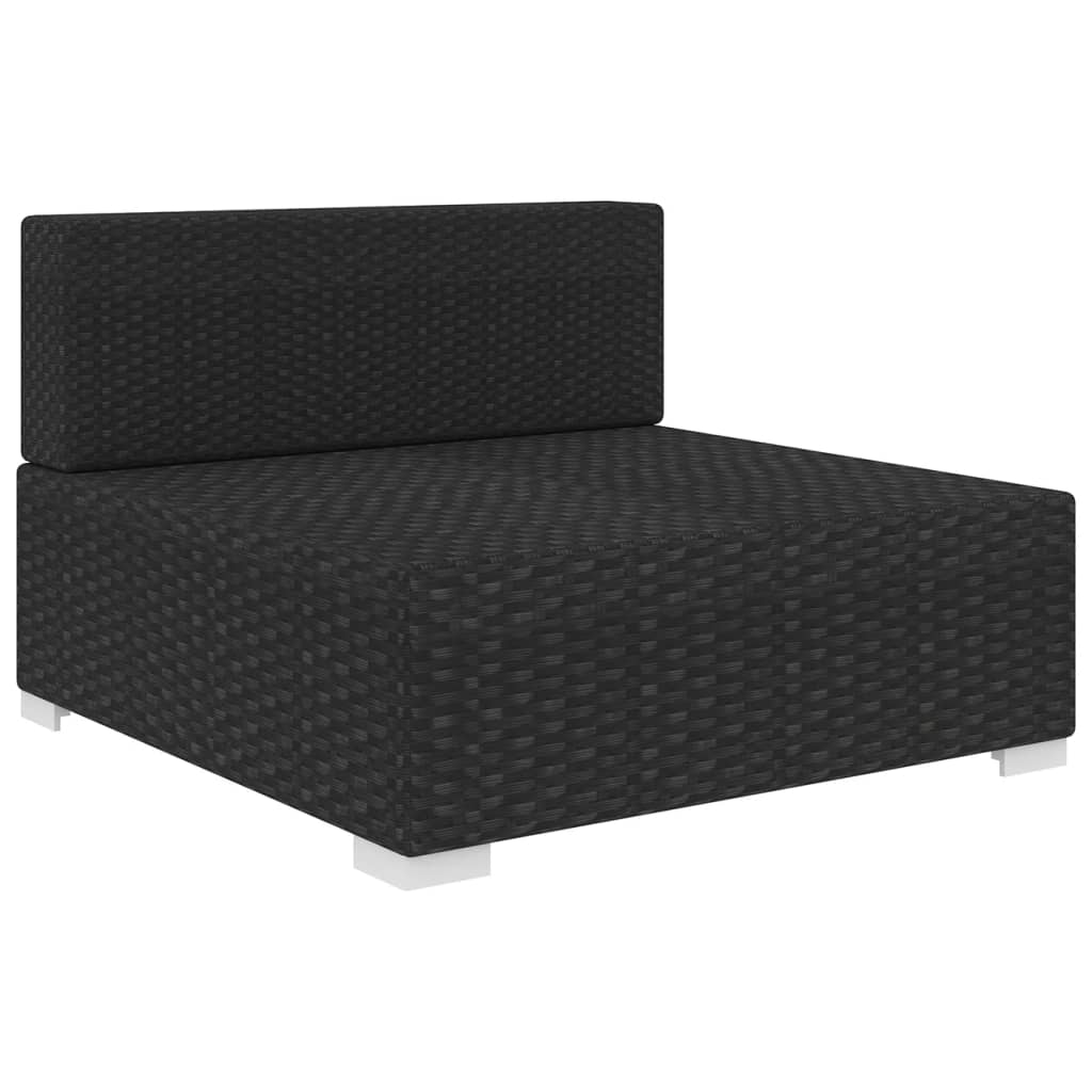 Black Poly Rattan Sectional Middle Seat with Cushions J5024