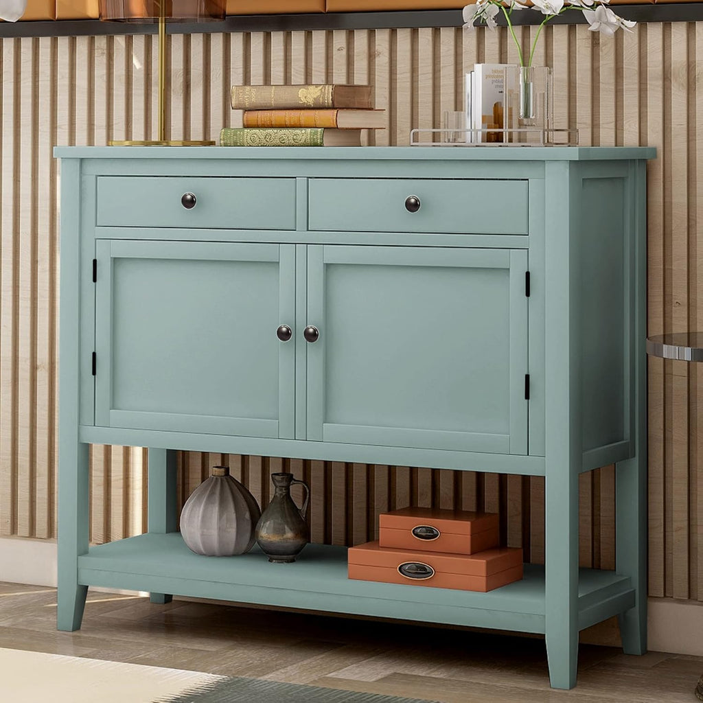 Brown Wood Console Sofa Table with Drawers M786260