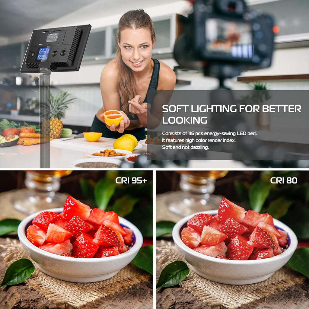LED Panel Light with LCD Display, Dimmable Bi-Color 3200-5600K CRI95+ G39554
