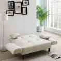 Beige Upholstered Sofa Bed with 2 Pillows Y78033
