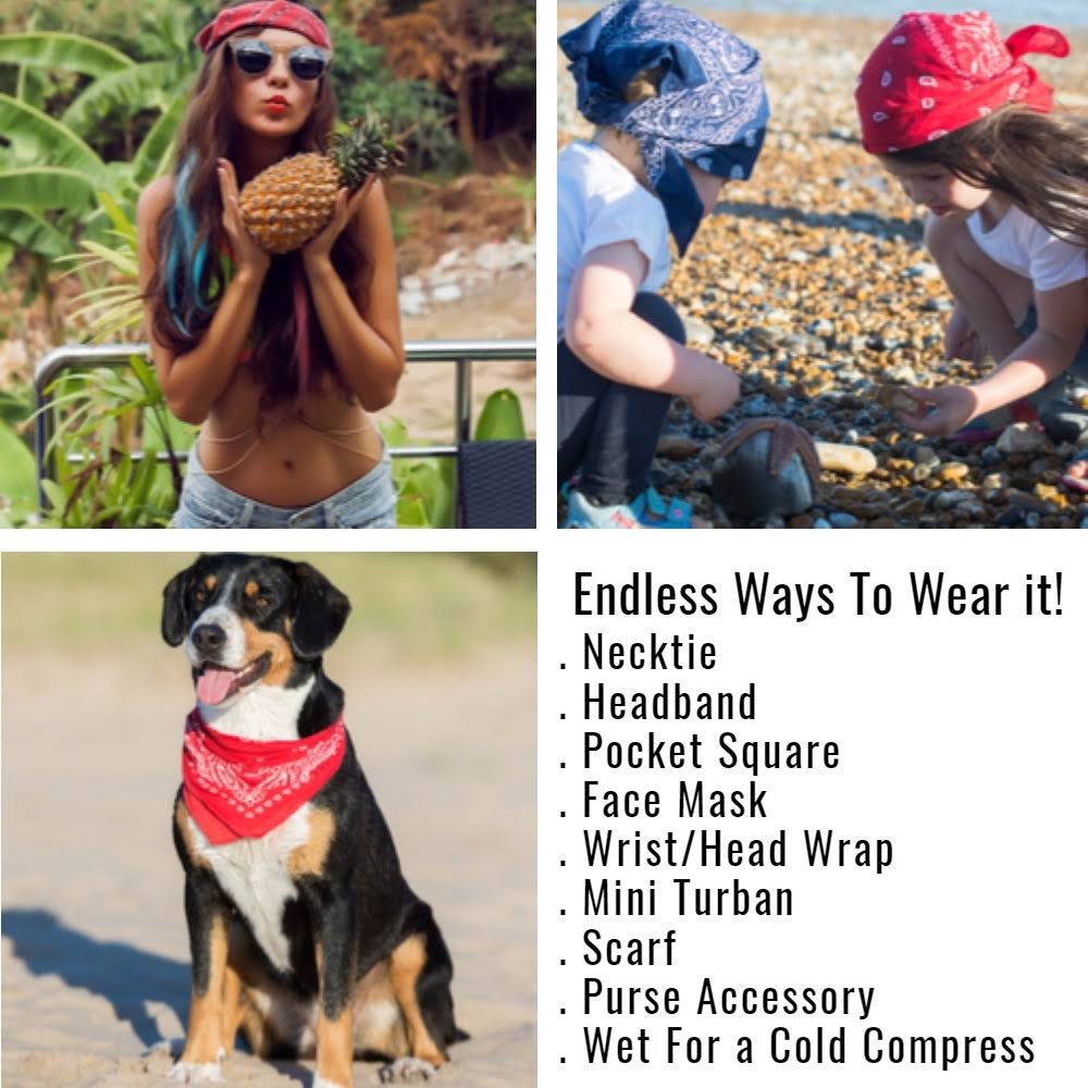 96 Pack 100% Cotton Double Sided Paisley Bandanas E80971