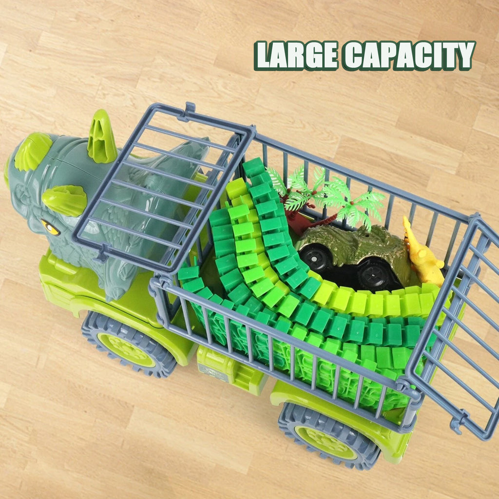 Dinosaur Truck Toys with Flexible Racetrack Cars and Dinosaurs I9024