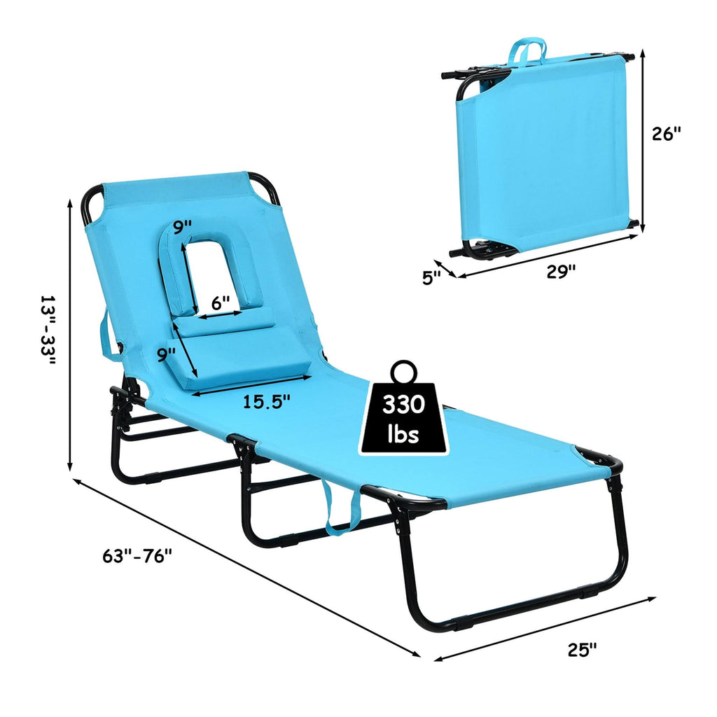 Turquoise Folding Chaise Lounge Chair Bed Q4675