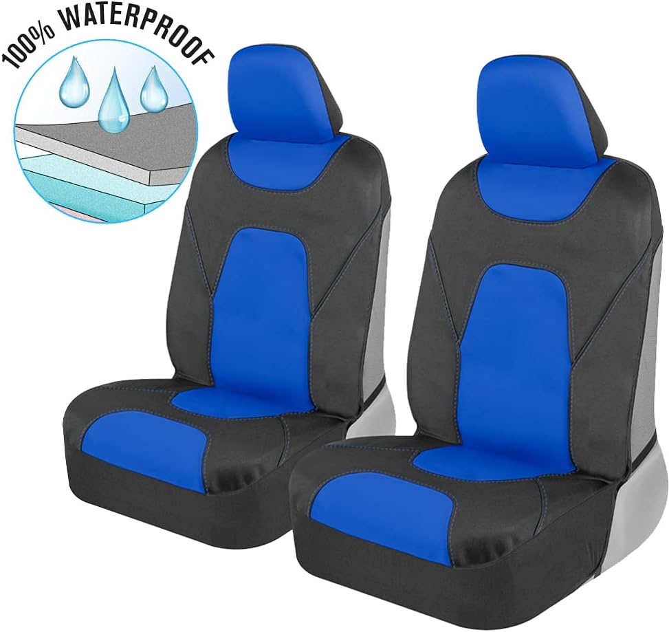 Blue Two-Tone Waterproof Neoprene Car Seat Cover Set D539579