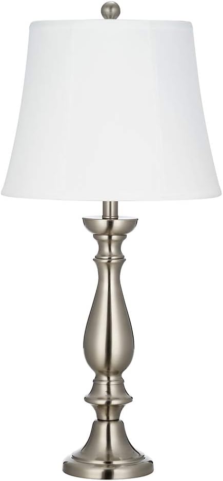 Brushed Steel Tall Floor Lamp with Linen Shade K494