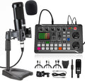 Podcast Equipment Bundle with XLR Microphone Audio Interface Mixer F66368