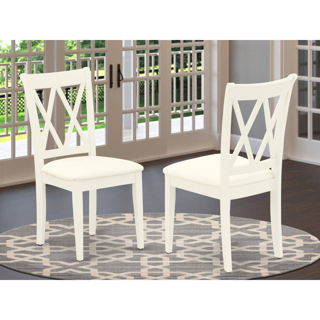 Set of 2 Linen White Fabric Upholstered Chairs D7949