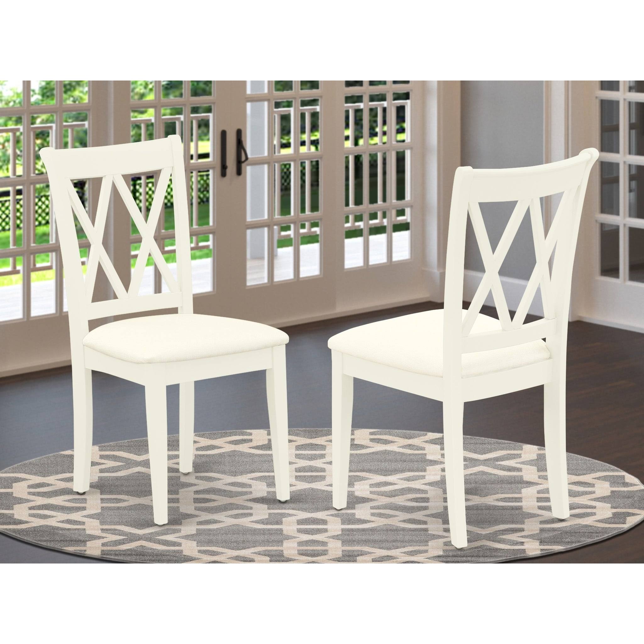 Set of 2 Linen White Fabric Upholstered Chairs D7949