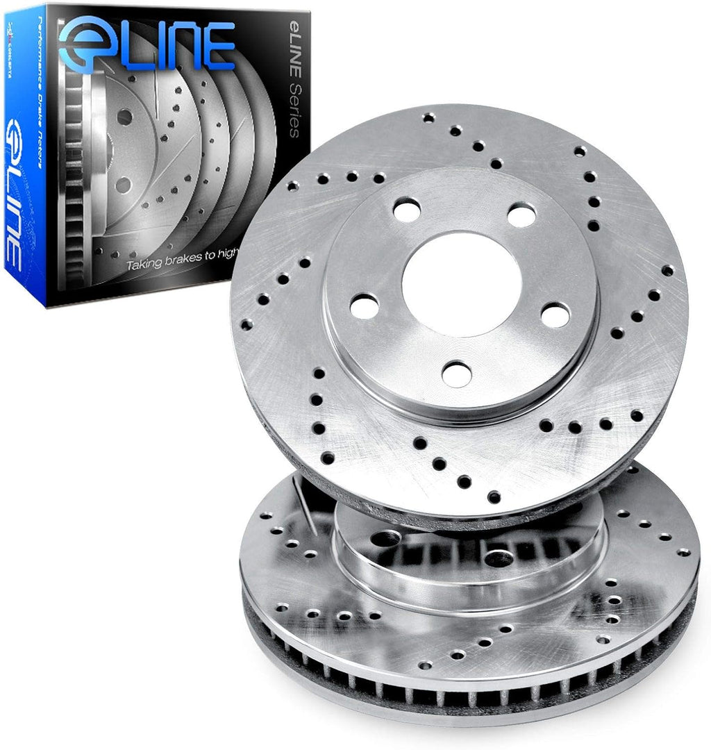 Front R1 Concepts eLine Cross Drilled Slotted Brake Rotors L818