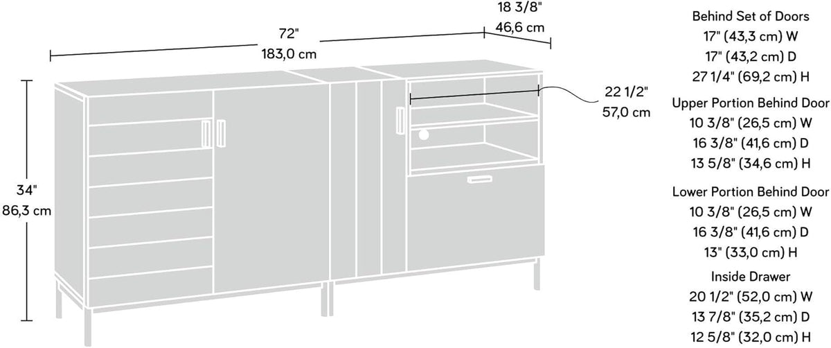 White Finish Credenza D832