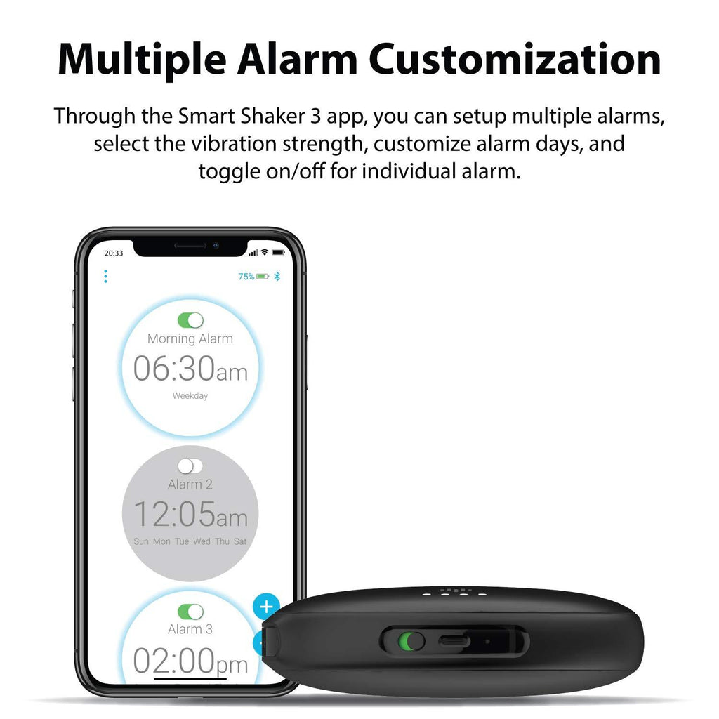 Black Vibration Bed Shaker Bluetooth Alarm Clock L116