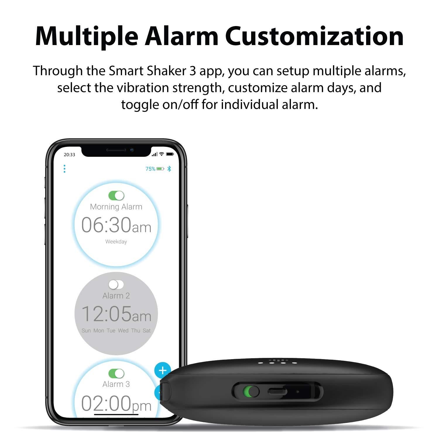 Black Vibration Bed Shaker Bluetooth Alarm Clock L116
