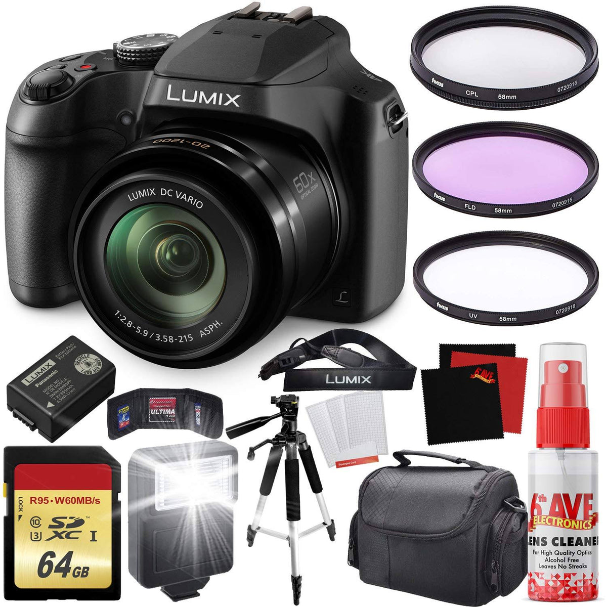 Digital Camera with Carrying Case and 64GB Memory Card Bundle S57948