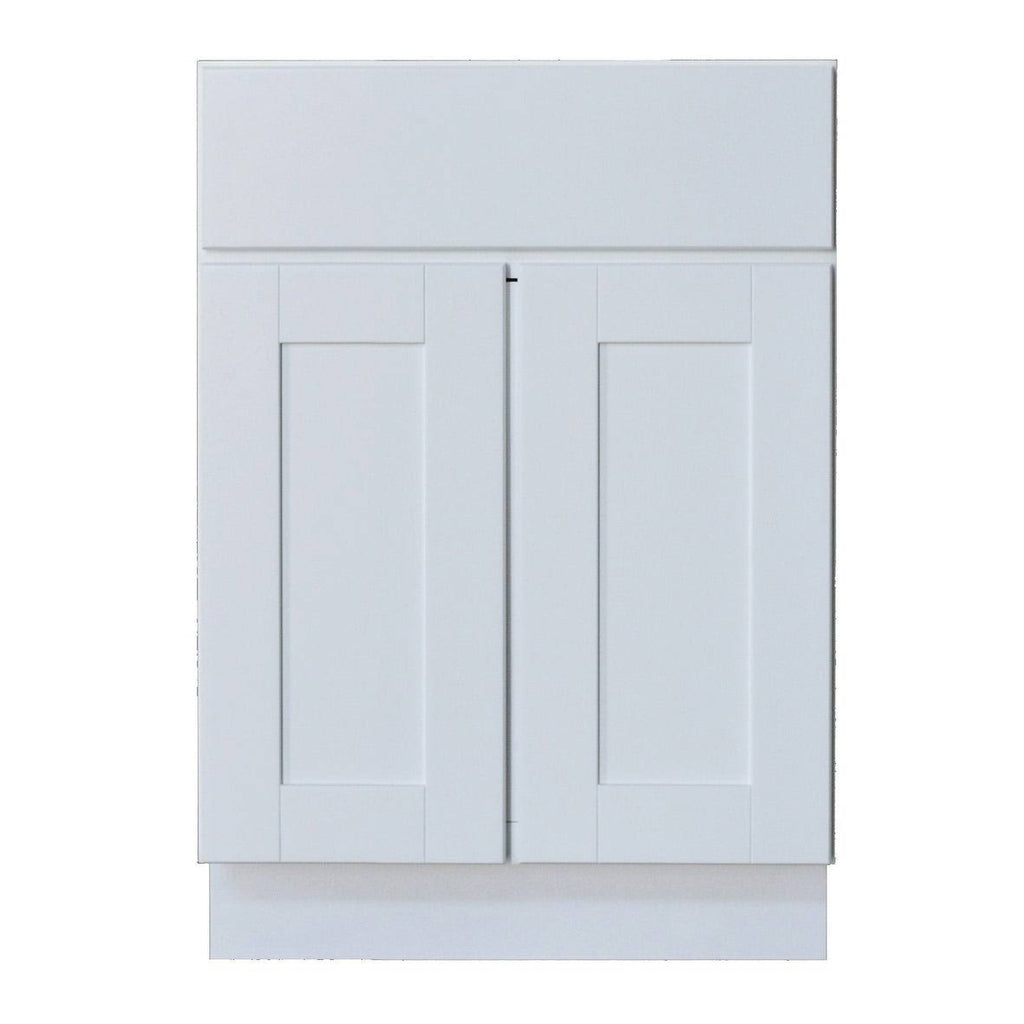 White Double Door Base Cabinet with Drawer J617