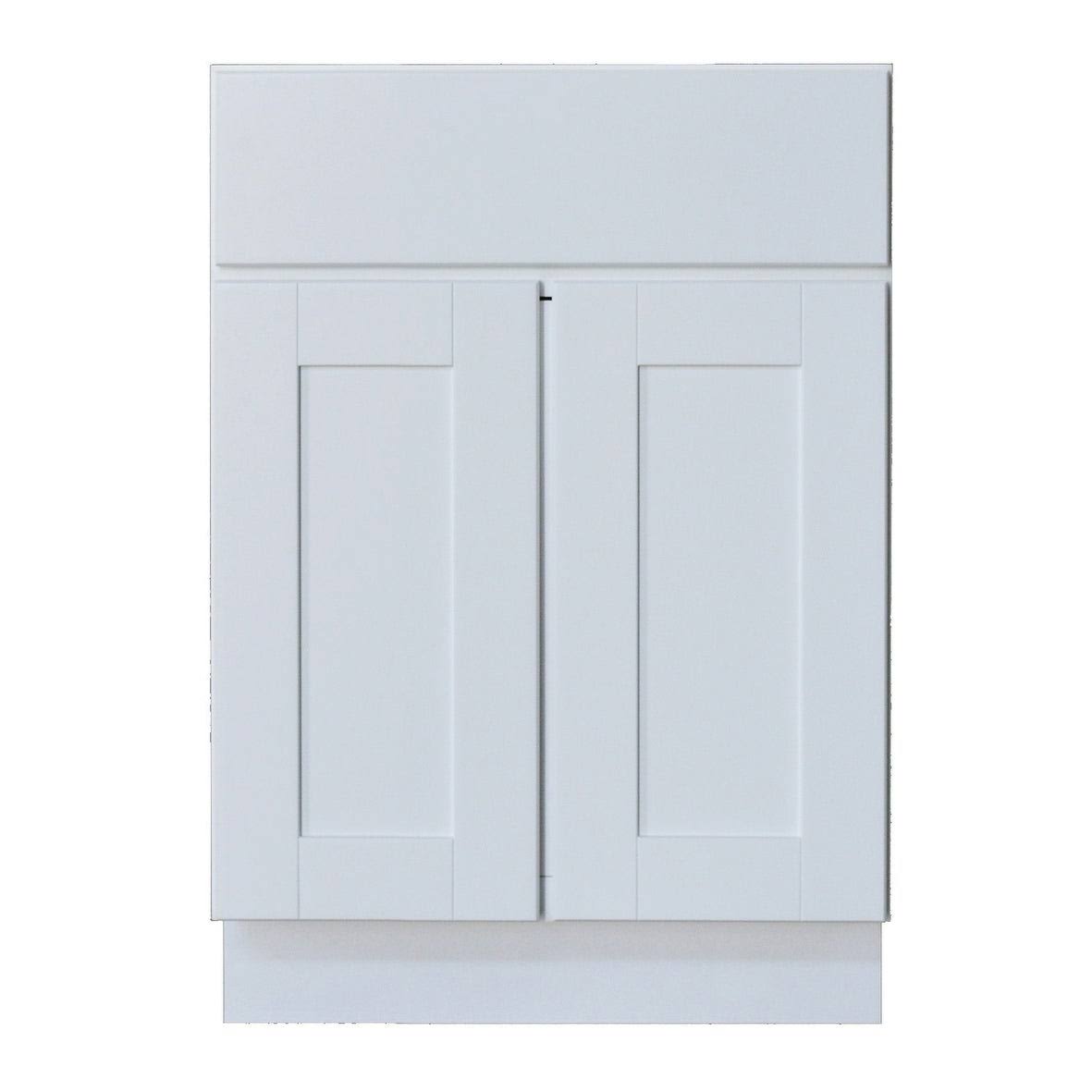 White Double Door Base Cabinet with Drawer J617