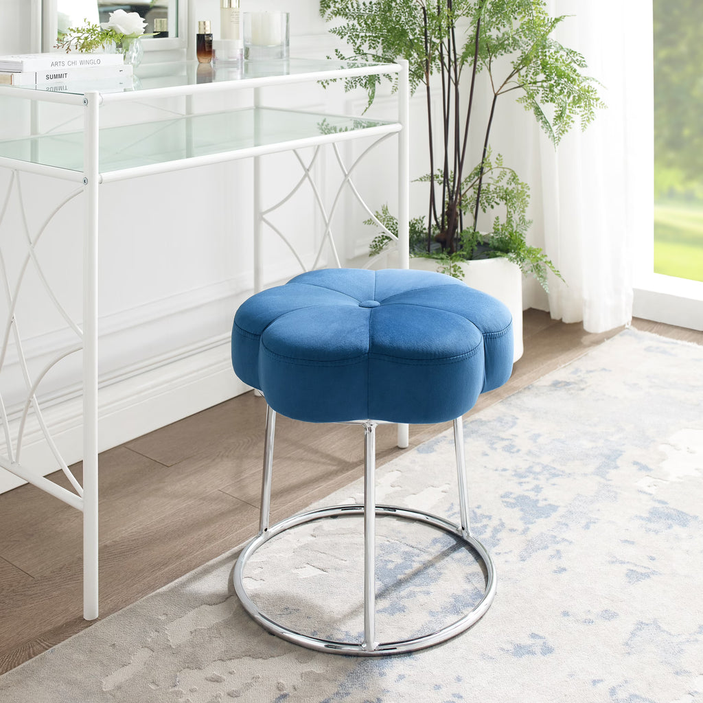 Navy Velvet Vanity Stool or Ottoman T28872