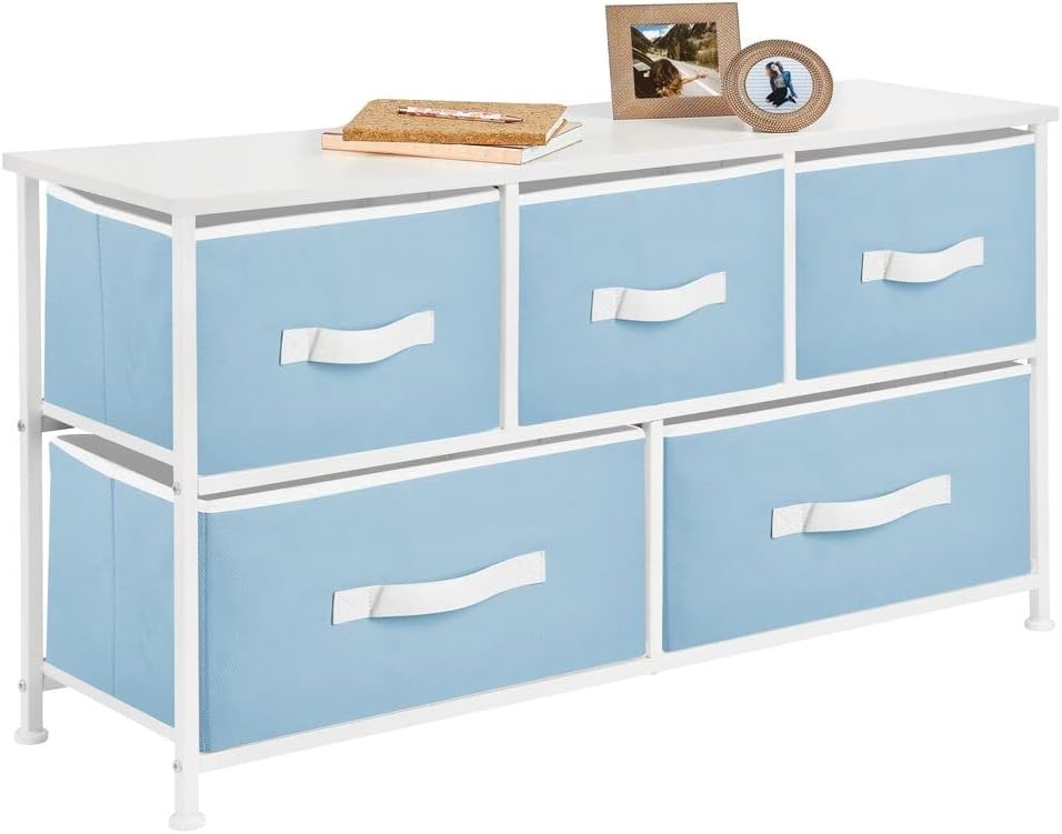 5 Removable Fabric Drawers Light Yellow White Storage Dresser E108