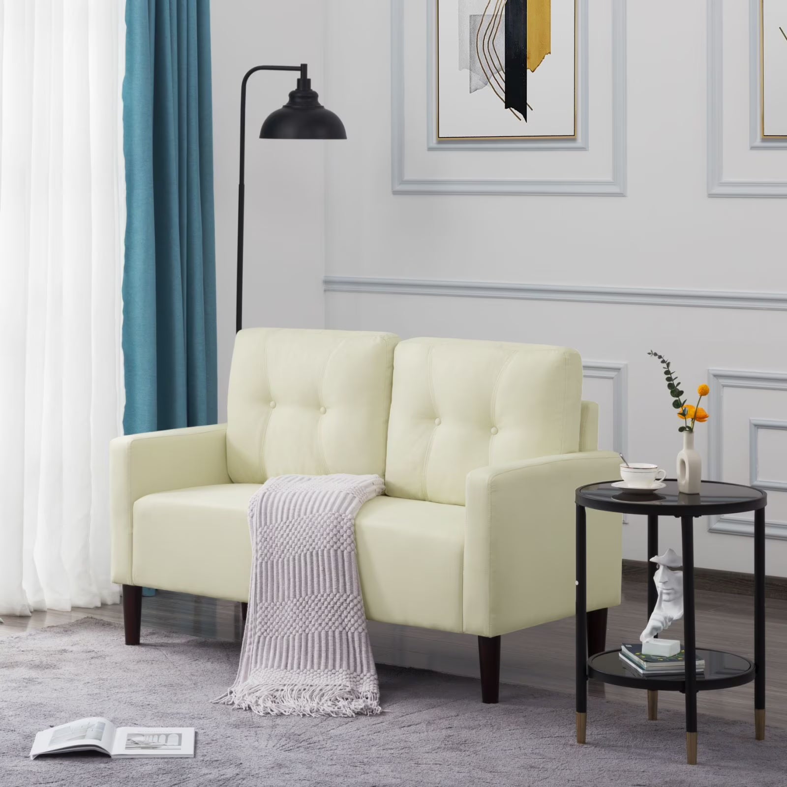 Upholstered Fabric Loveseat Sofa Couch T9354