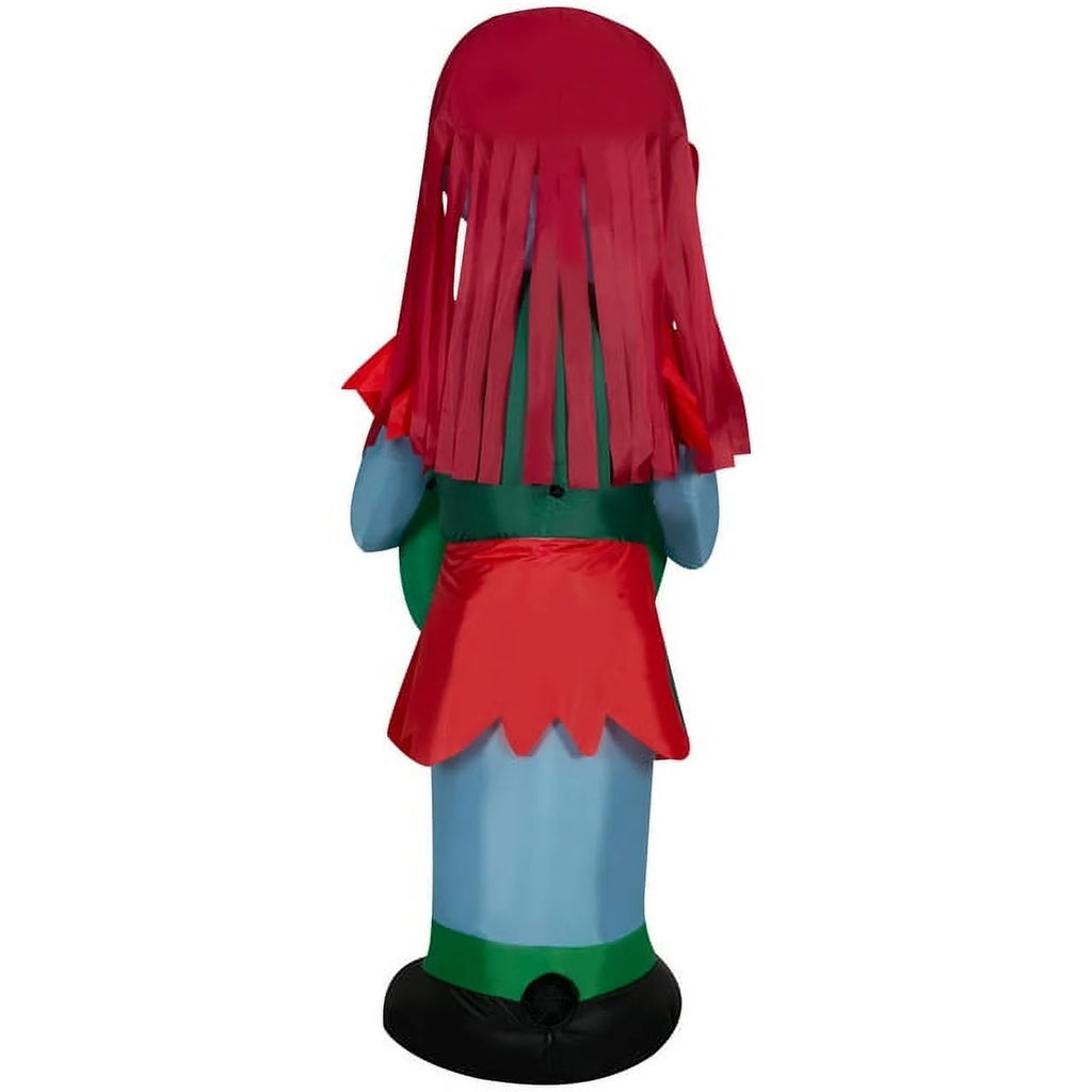 5.5 Foot Stylized Jack Skellington Inflatable with Spider Snowflake and Sally Holding Wreath J807