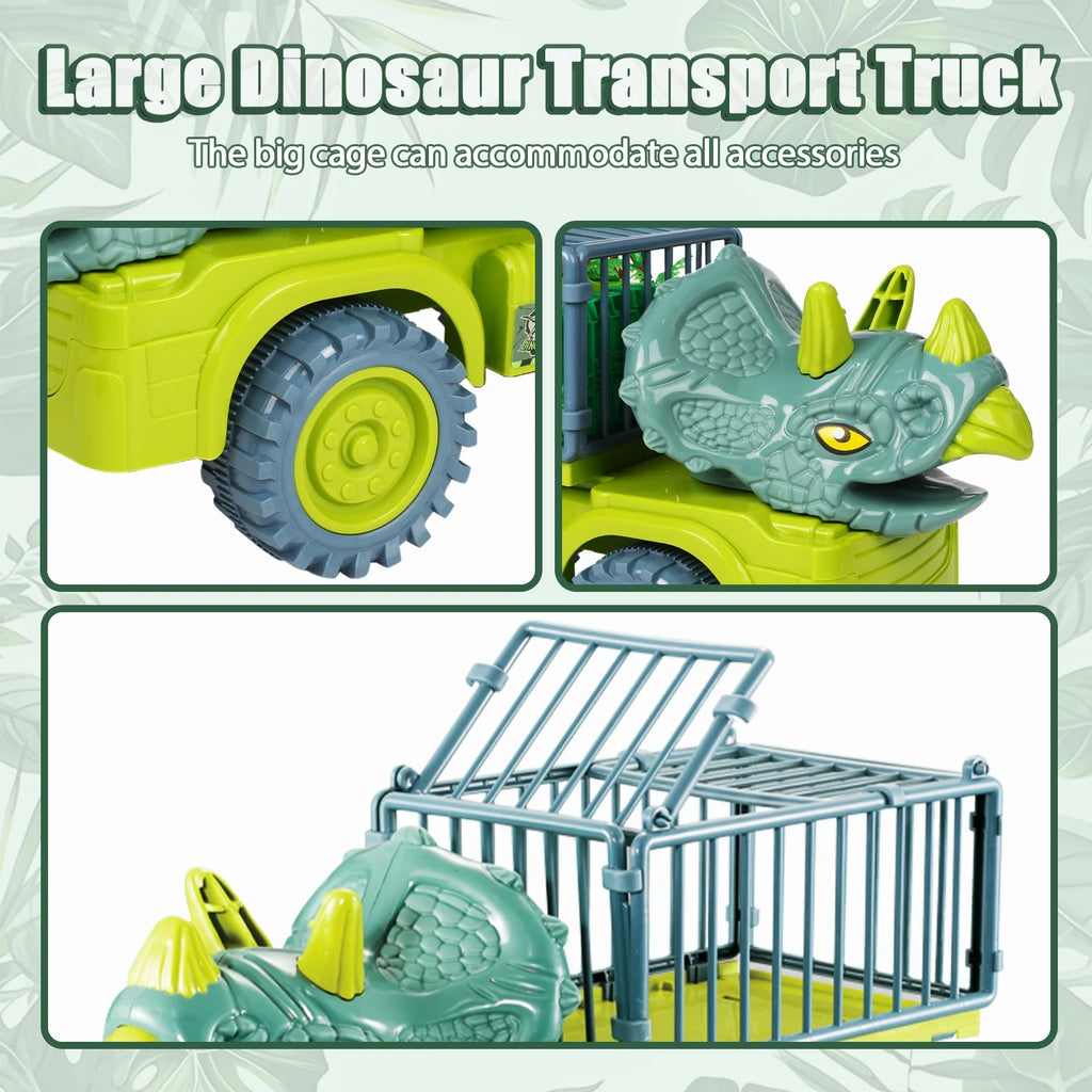 Dinosaur Truck Toys with Flexible Racetrack Cars and Dinosaurs I9024