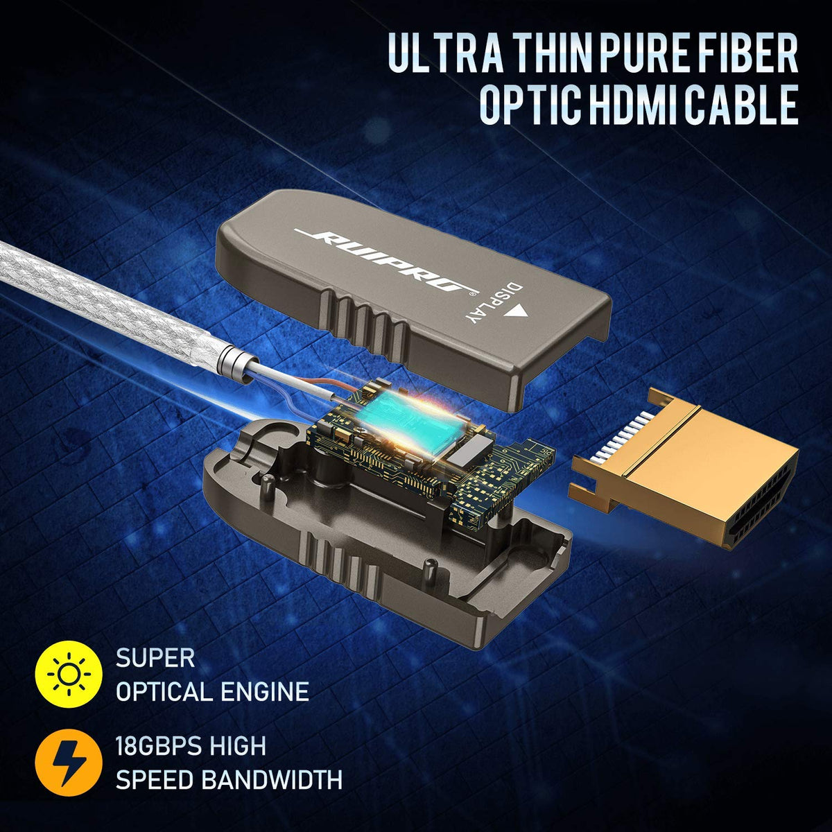 HDMI 2.0b Fiber Optic Cable 20ft 4K 60Hz 18Gbps Pack of 2 U748011