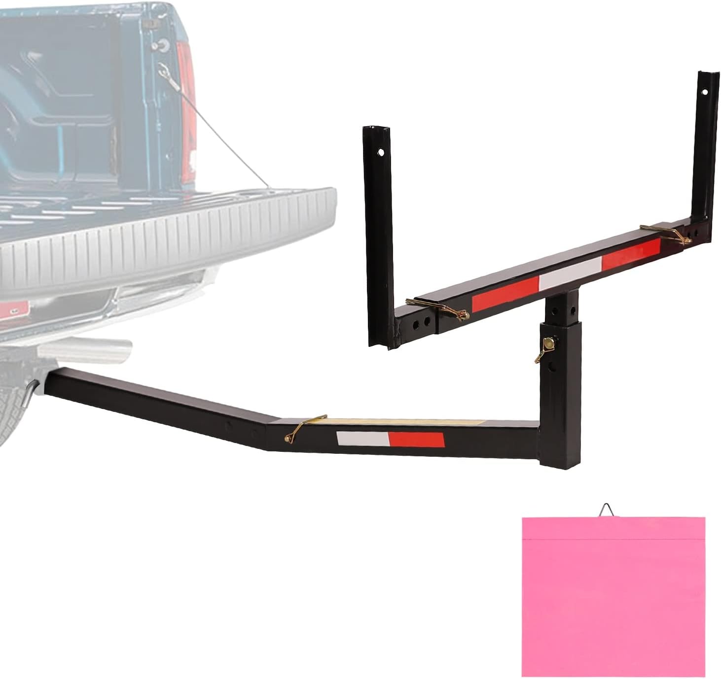 Hitch Mount Truck Bed Extender, All Steel, 750lbs Load Capacity, Black, Pack of 2 F8810