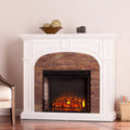 White Faux Stone Electric Fireplace O588741