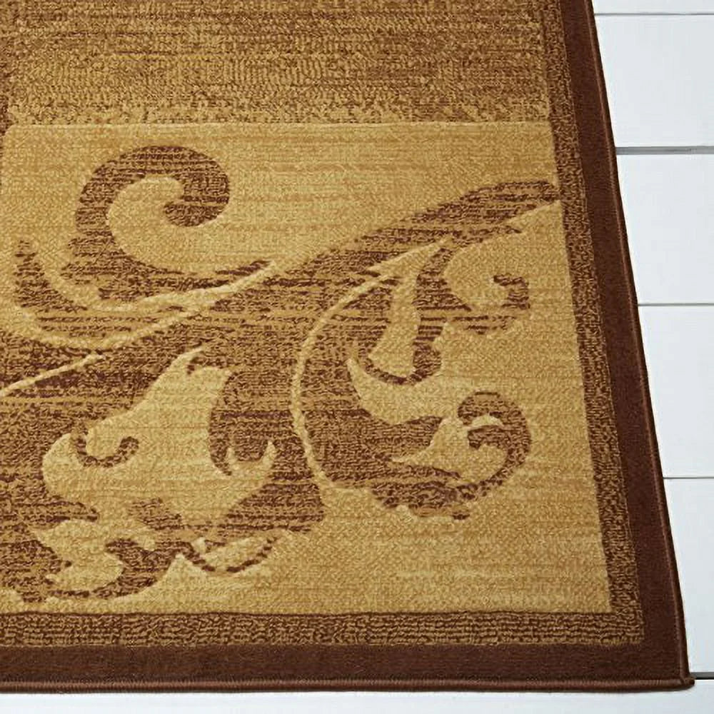 Contemporary Scroll Area Rug, Brown/Red, 5'3"x7'2" L62591