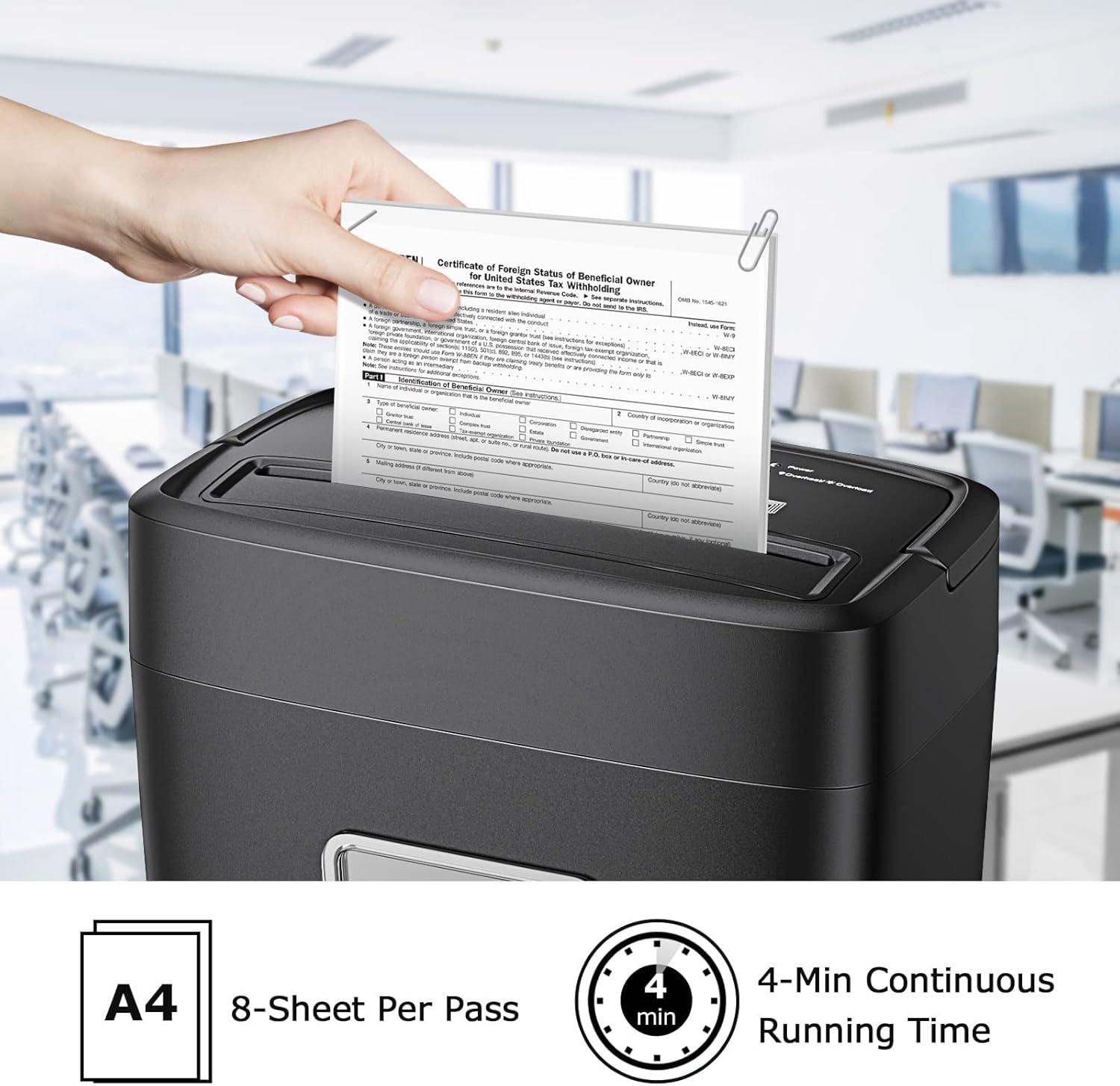 8-Sheet Crosscut Paper Shredder with 4.2 Gallon Wastebasket C656792