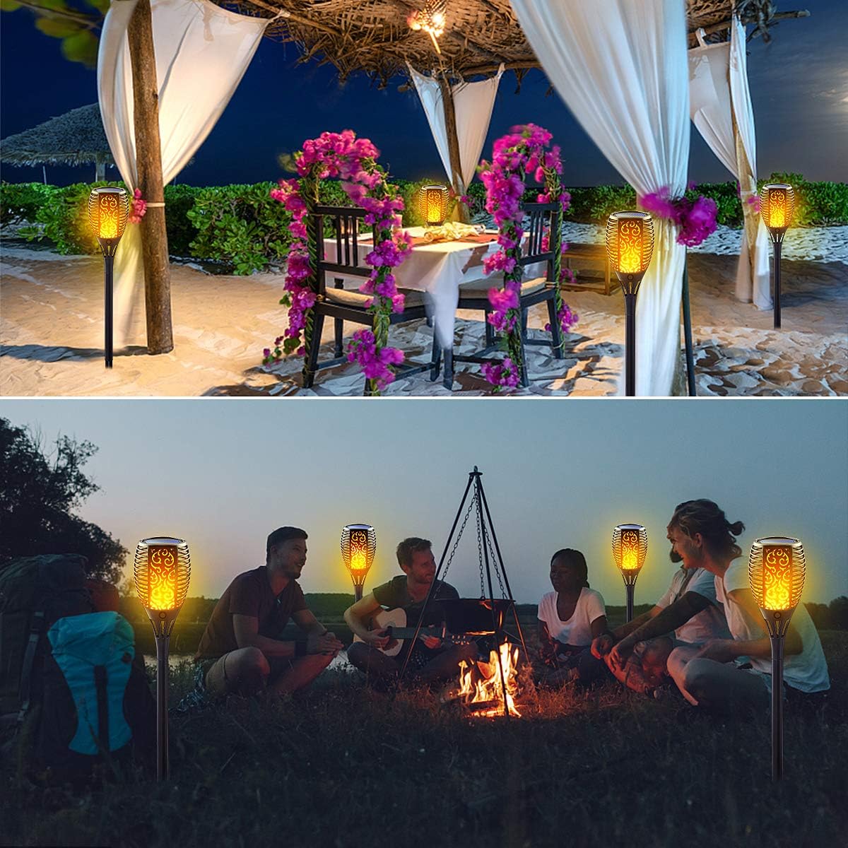 Solar Torch Light with Flickering Flame, 8 Pack Outdoor Waterproof N9693