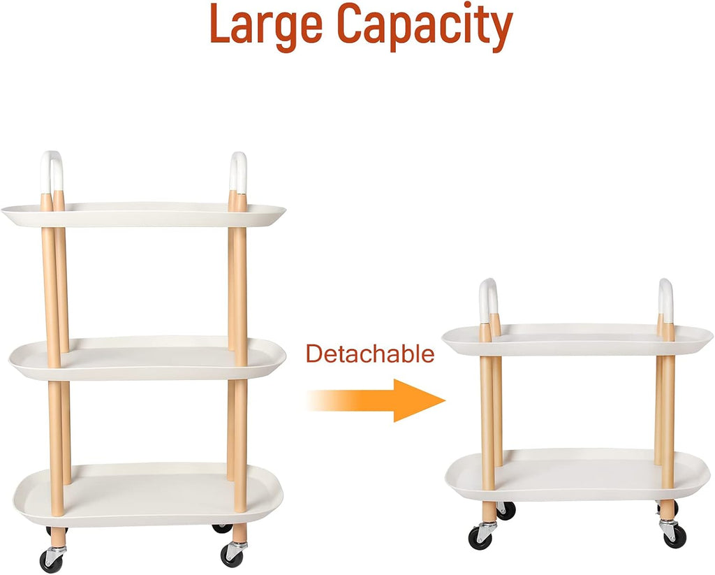 3-Tier Rolling Storage Cart with Lockable Wheels Q416