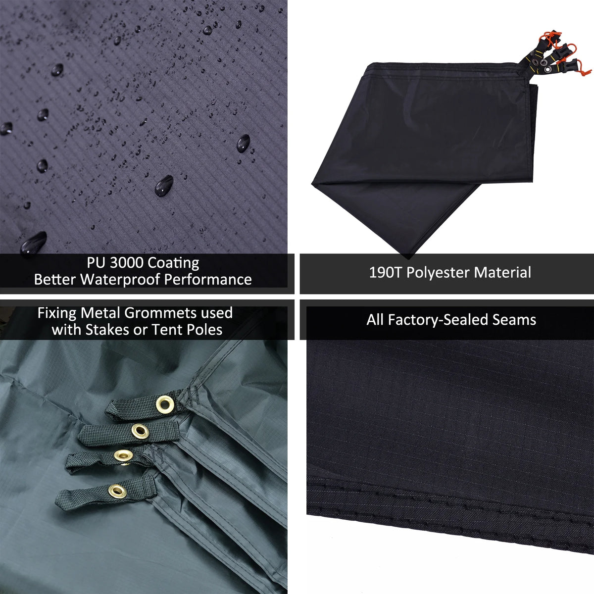 Waterproof Ultralight Camping Tarp Ground Sheet 4 person 86'' x 90'' K547