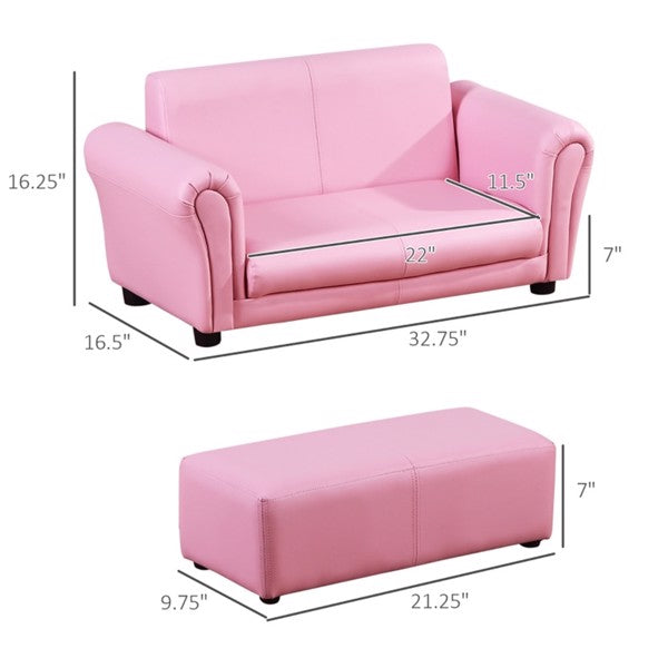 Pink Children's Feet Sofa Set with Wood Frame C120340