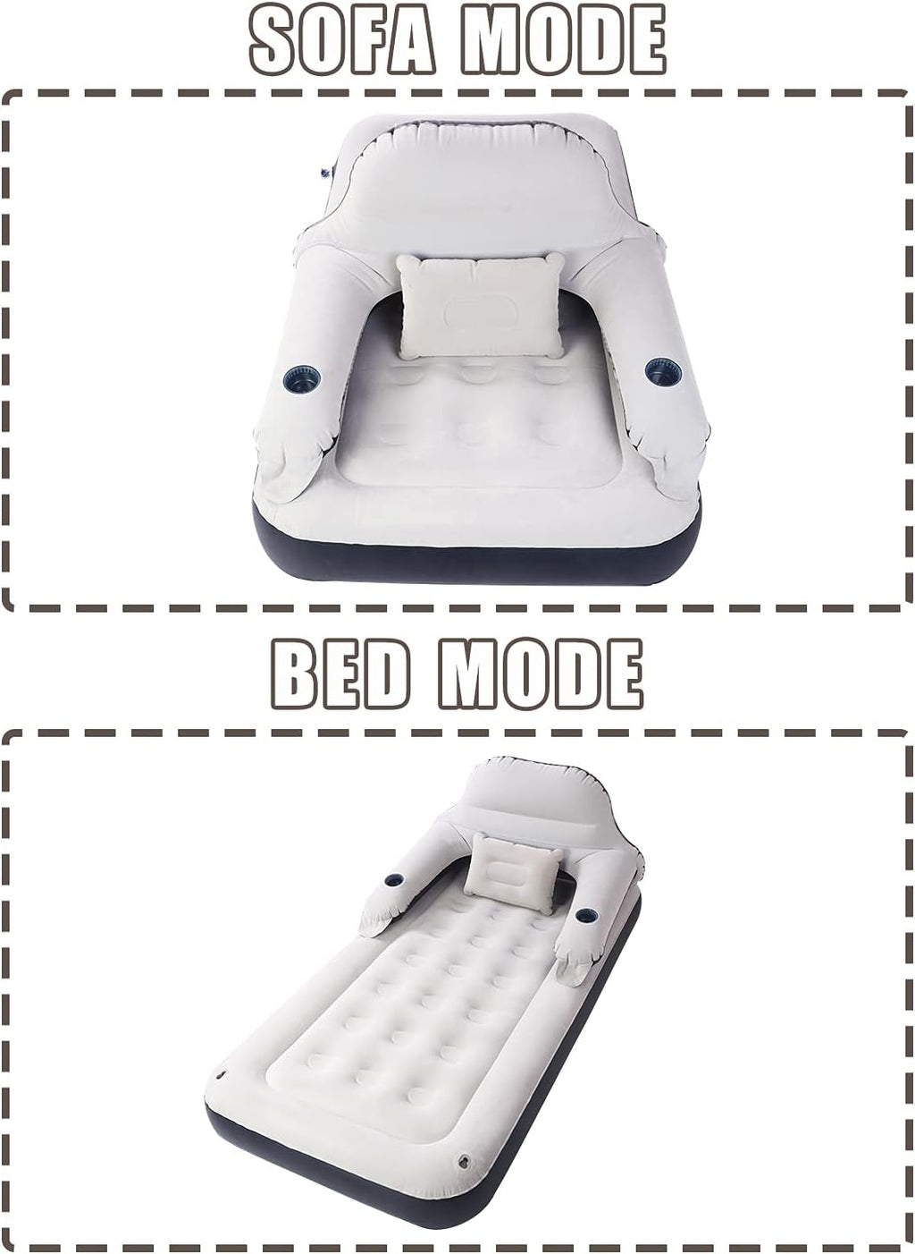 Twin Raised Portable Inflatable Air Mattress with Soft Backrest Patch Kit F493