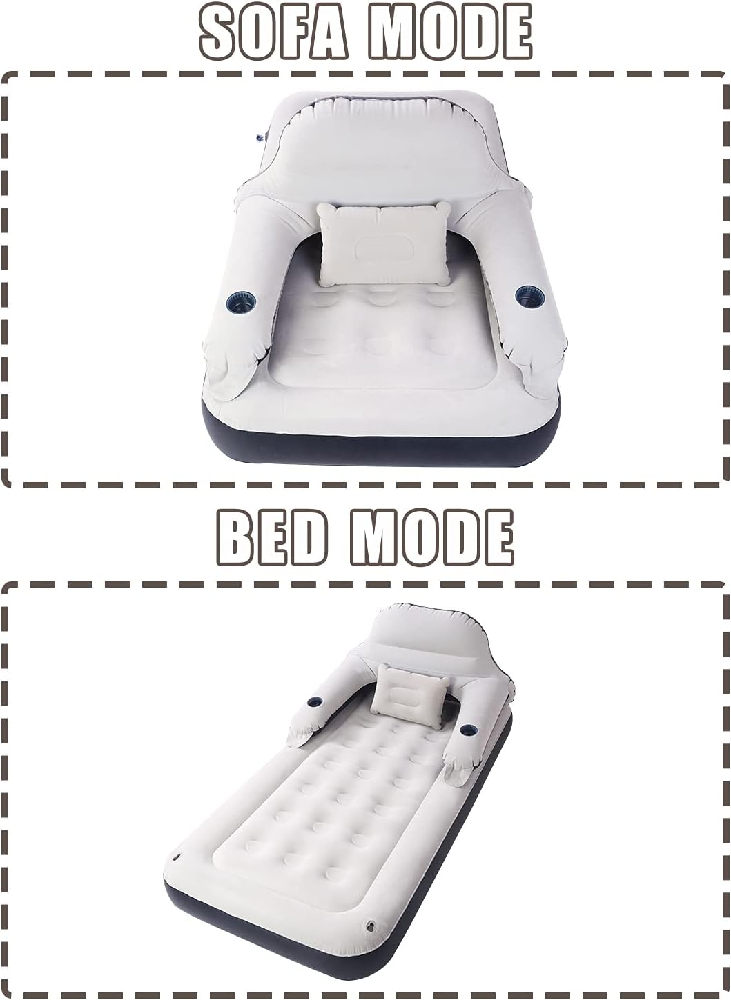 Twin Raised Portable Inflatable Air Mattress with Soft Backrest Patch Kit F493