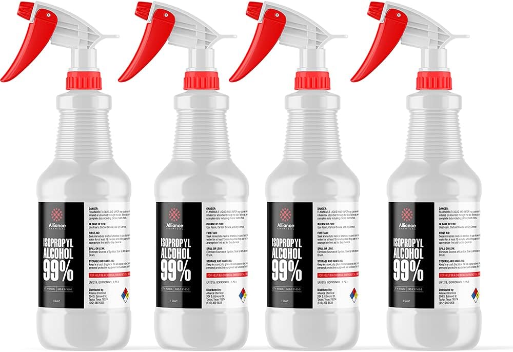 Isopropyl Alcohol 99% 4 Quart Spray Bottles Pack of 2 K424