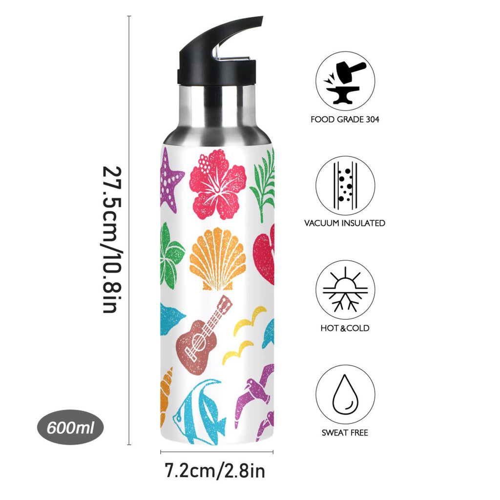 Stainless Steel Insulated Vacuum Flask Water Bottle with Straw Lid O190